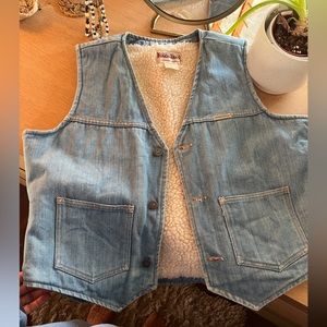 Vintage Denim Shearling lined vest